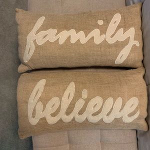 Farmhouse Burlap Throw Pillows Set of 2